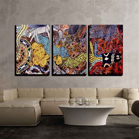 Wall26 - 3 Piece Canvas Wall Art - Indigenous Australian Art Dot Painting - Modern Home Decor ...