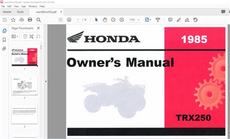 1985 Honda TRX250 OWNER'S MANUAL - PDF DOWNLOAD - HeyDownloads - Manual ...