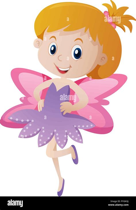 Cute girl in purple fairy costume illustration Stock Vector Image & Art - Alamy