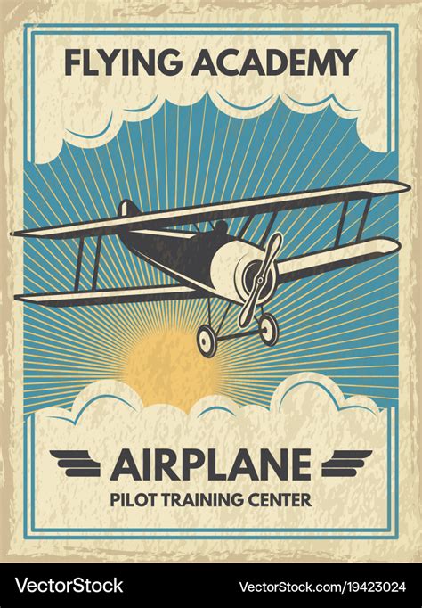 Vintage aircraft poster Royalty Free Vector Image