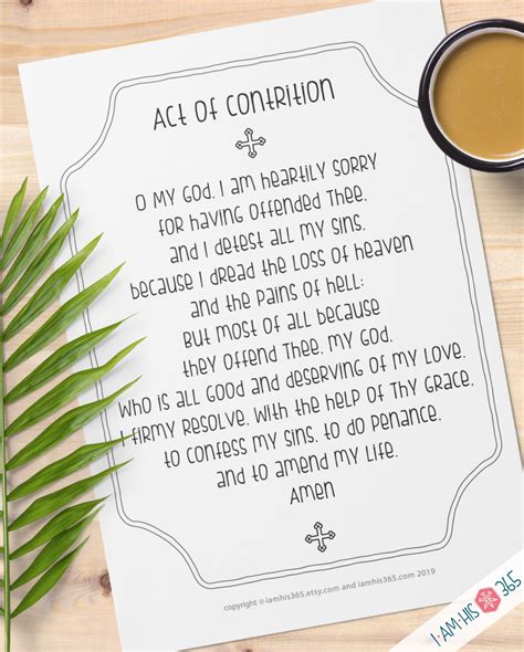 Act Of Contrition Prayer Printable