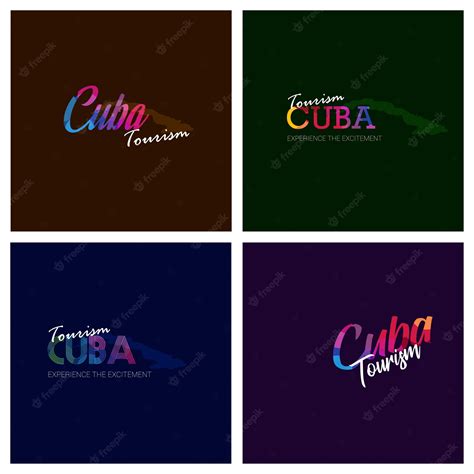 Premium Vector | Tourism cuba typography logo background set