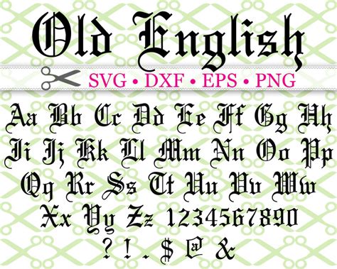 OLD ENGLISH SVG FONT-Cricut & Silhouette Files SVG DXF EPS PNG | MONOGRAMSVG.COM by SVG Designs