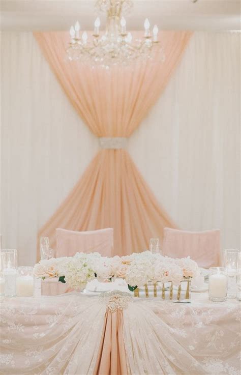 peach and ivory wedding head table backdrop ideas - EmmaLovesWeddings