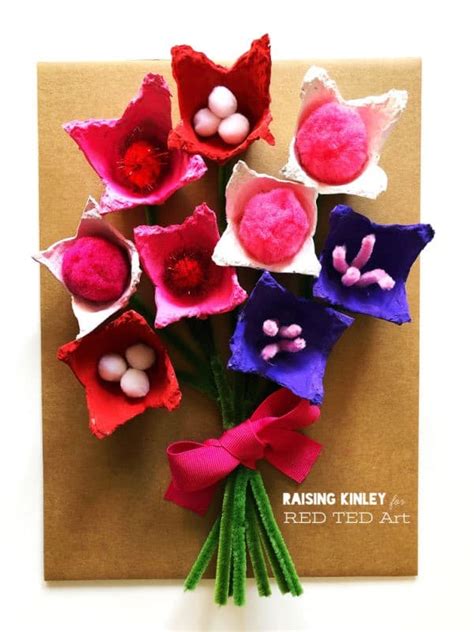 Egg Carton Flower Bouquet - Red Ted Art - Kids Crafts