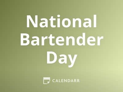 National Bartender Day | December 4 - Calendarr