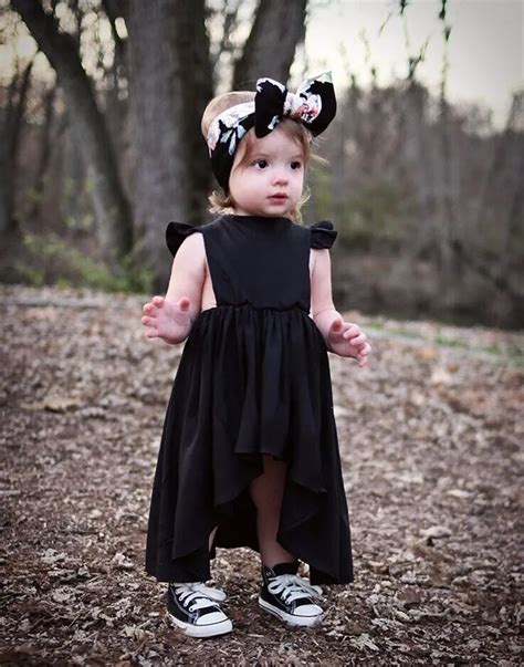 Infant Baby Girl Black Dress Summer Bowknot Backless Chiffon Ruffled ...