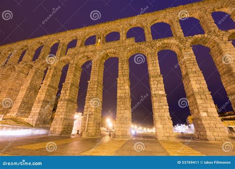 Roman Aqueduct in Night Time. Segovia, Spain Stock Image - Image of spanish, history: 53769411