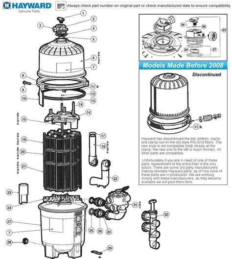 Hayward Pro-Grid DE Filter Parts, Models: DE2420, DE3620, DE4820, DE6020, DE7220