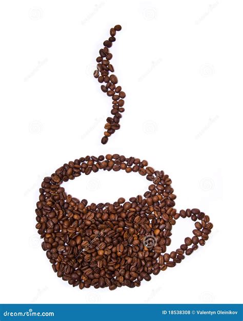 Mug shaped coffee beans stock photo. Image of beans, steam - 18538308