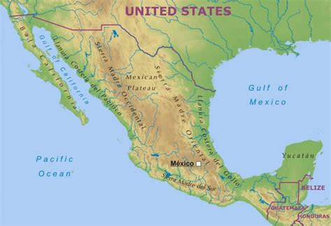 Physical Features Map Of Mexico - Topographic Map World