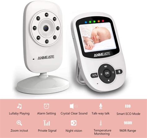 ANMEATE Video Baby Monitor with Digital Camera 2.4Ghz Wireless Video ...