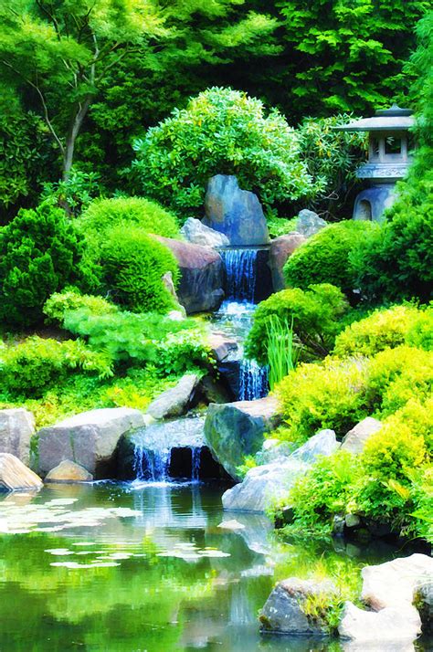 Japanese Garden Waterfall Photograph by Bill Cannon