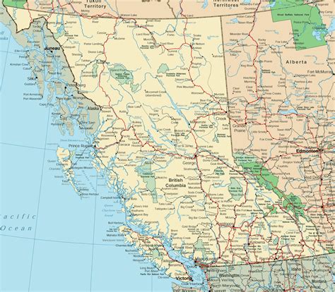 British Columbia road map - Ontheworldmap.com