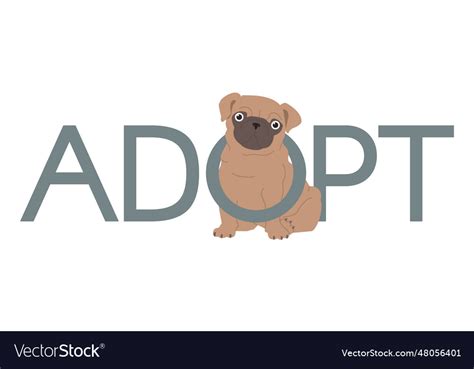 Adopt a pet logo design cute dog and slogan Vector Image