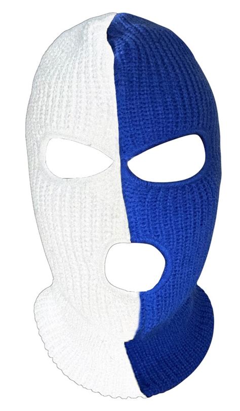 Ski Mask Blue and White Two Tone 3 holes Half Blue Half | Etsy