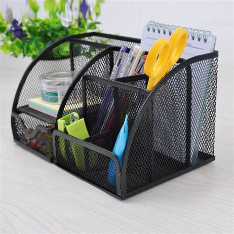 Aliexpress.com : Buy 7 Storage Multi functional Metal Mesh Desk Organizer Pen Holder Stationery ...