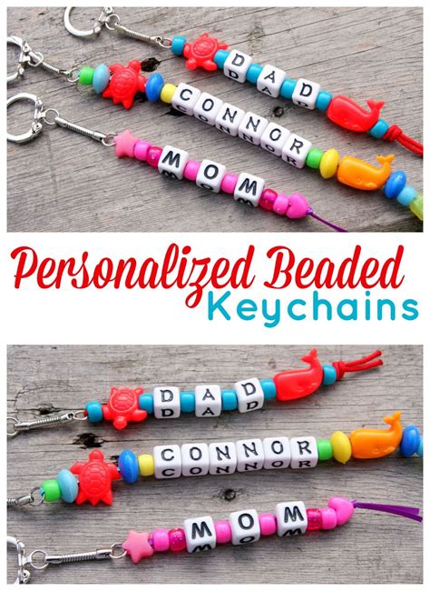 Personalized Beaded Keychains | Pony bead crafts, Keychain craft ...