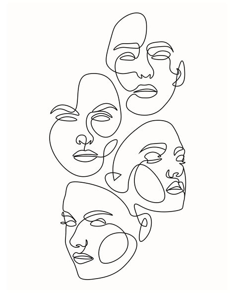 Abstract Face Art, Abstract Drawings, Outline Art, Face Outline ...