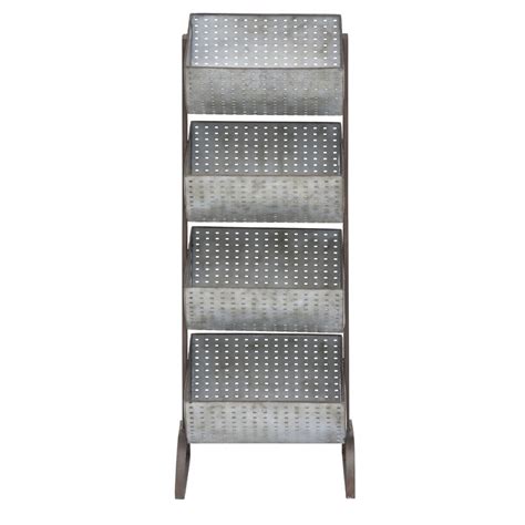 4-Tier Grey Galvanized Metal Display Tower -14 1/2"L x 10 1/2"D x 39 1/2"H