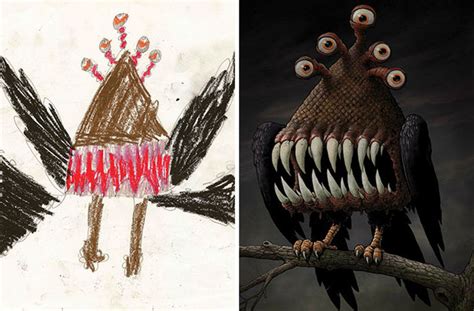 This Is What Happens When Professional Artists Reimagine Kids' Monster Drawings In Their Own ...