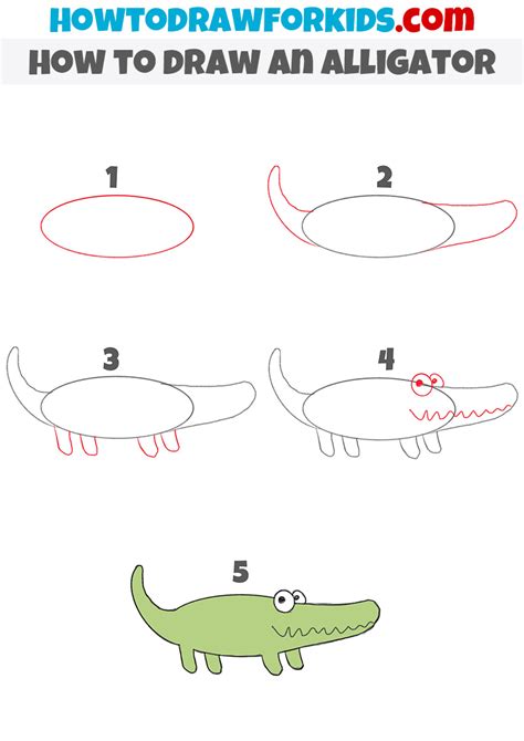 Alligator Drawing Step By Step