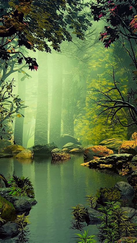 szék Lehetséges zongorázni 3d nature river forest flowers wallpaper ...