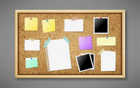 Free Vector | Realistic cork board with notes