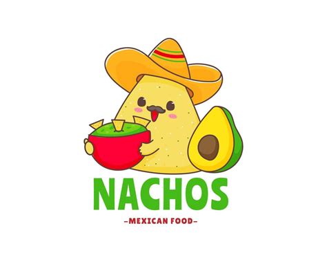 Nachos cartoon logo. Mexican food. Traditional street food. Cute ...