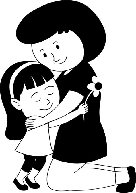 Children Clipart- black-white-happy-mother's-day--daughter-giving ...