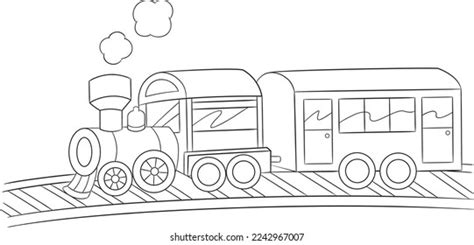 Train Cartoon Black White Vector Line Stock Vector (Royalty Free ...