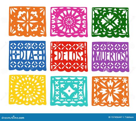 Set of Handmade Colorful Paper Cut Party Bunting Flags for Dia De Los Muertos, Mexican Day of ...