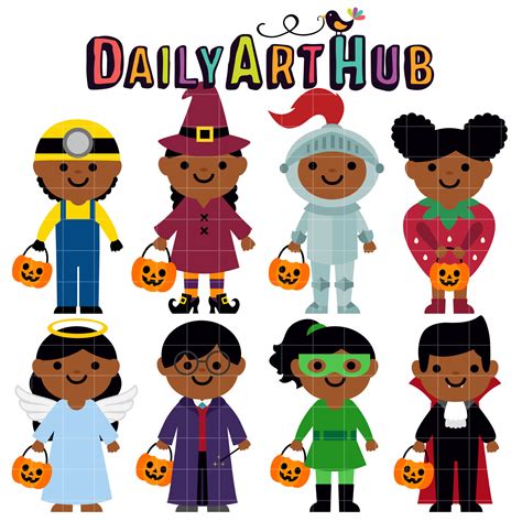 Halloween Costume Kids Clip Art Set – Daily Art Hub // Graphics, Alphabets & SVG