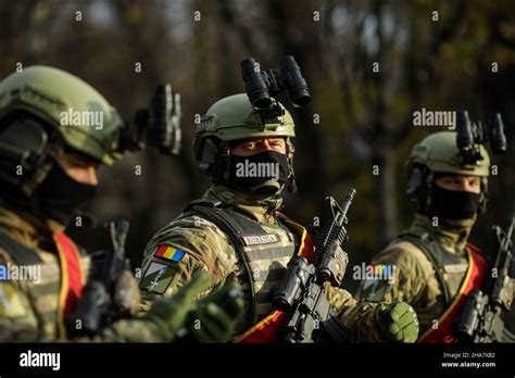 Bucharest, Romania - 1 December, 2021: Romanian army special forces soldiers prepare for the ...