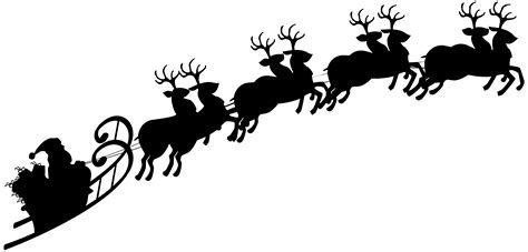 Reindeer Santa Claus Silhouette Sled Clip art - Santa Sleigh Silhouette PNG Clipart Image png ...