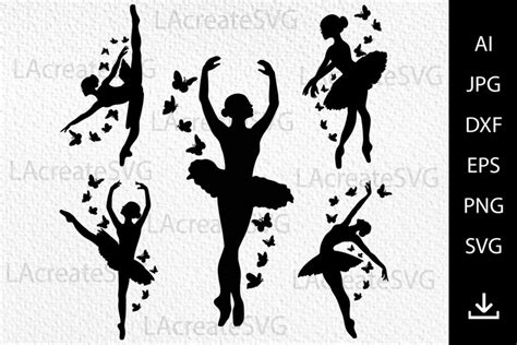 Ballerina Bundle SVG Silhouette Ballet butterfly PNG Clipart