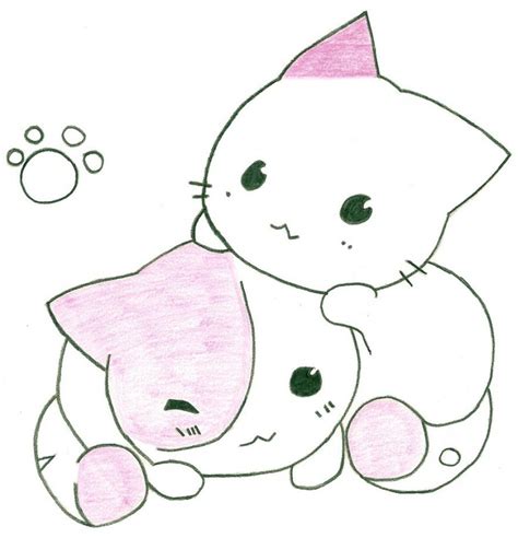 Cute Anime Cat Drawing - Cute Cat Drawings Animal Anime Drawing Kitten ...