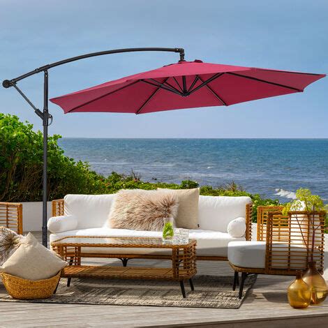 Livingandhome 3M Large Garden Hanging Parasol Cantilever Sun Shade Patio Banana Umbrella No Base ...