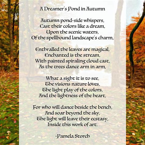 A Dreamer's Pond in Autumn Poem Digital Art by Pamela Storch - Fine Art America