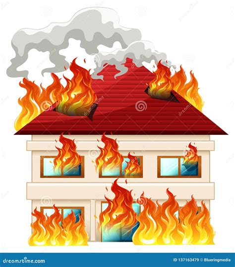 Isolated house on fire stock vector. Illustration of cartoon - 137163479