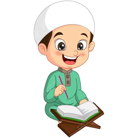 Kartun Anak Muslim Membaca Quran, Muslim, Muda, Arab PNG dan Vektor dengan Background Transparan ...