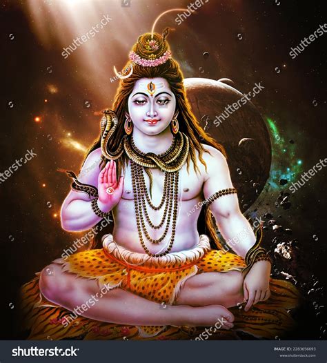 Indian Lord Shiva Image On Colorful Stock Illustration 2283656693 ...