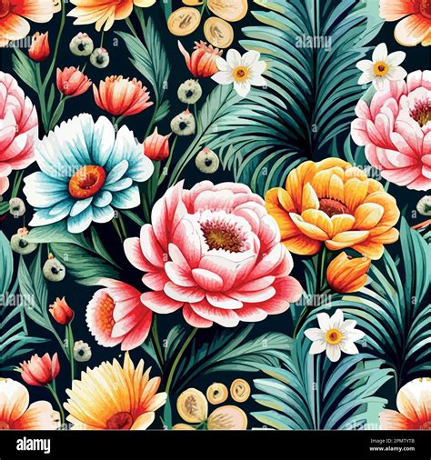 Floral pattern background. Spring design decorative texture. Wallpaper. Cute flowers, leafs ...