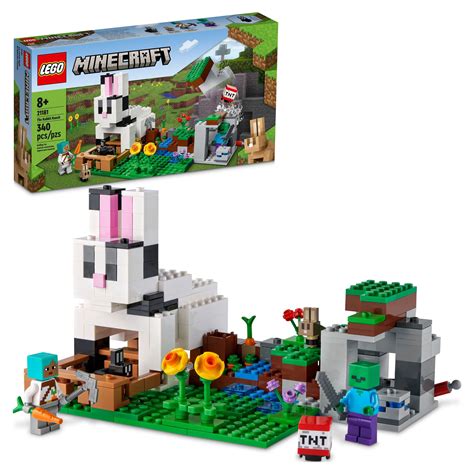 LEGO Minecraft The Rabbit Ranch House Farm Set, 21181 Animals Toy for ...