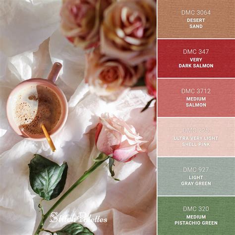 Romantic Coffee Time - Embroidery Color Palette (With Thread Codes)