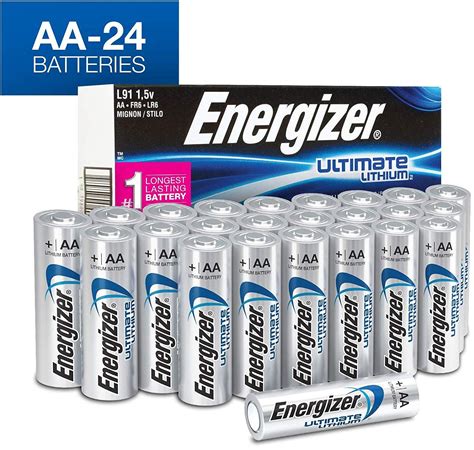 Energizer AA Lithium Batteries, World's Longest Lasting Double A Battery, Ultimate Lithium (24 ...