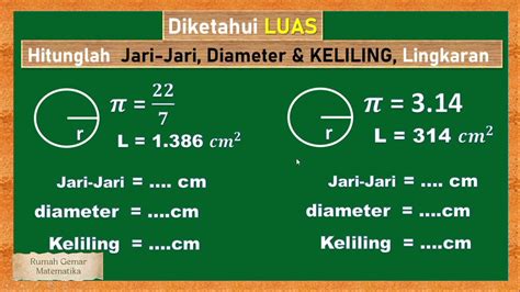 CARA MENGHITUNG KELILING LINGKARAN JIKA DIKETAHUI LUASNYA - YouTube