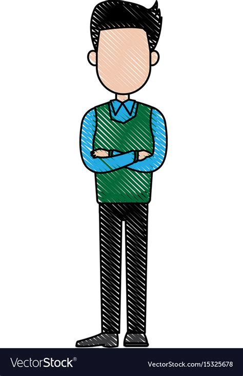 Drawing cartoon man standing character male Vector Image