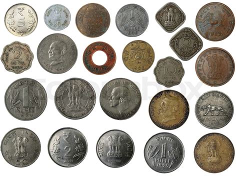 New and old indian coins in silver, copper, brass | Stock image | Colourbox