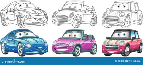 Cartoon Cars Coloring Pages Set | CartoonDealer.com #184754127